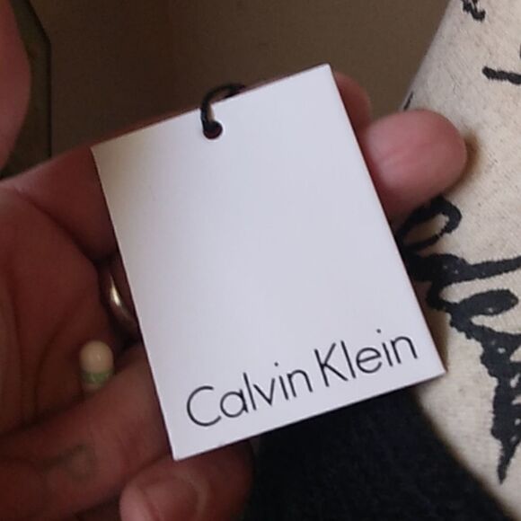 NWT CALVIN KLEIN BLACK & WHITE STRIPED BOATNECK SWEATER XS - Picture 6 of 12